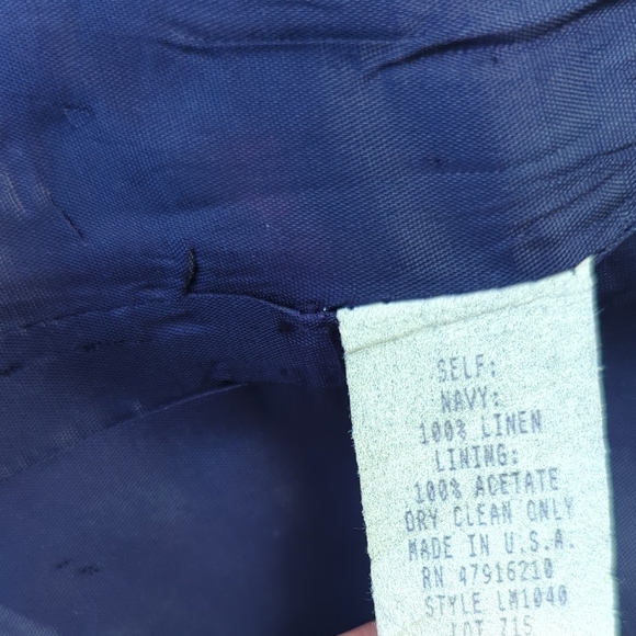01567 Madrigano Linen Blazer Blue Size 12 preppy Business casual nautical spring - Picture 6 of 7